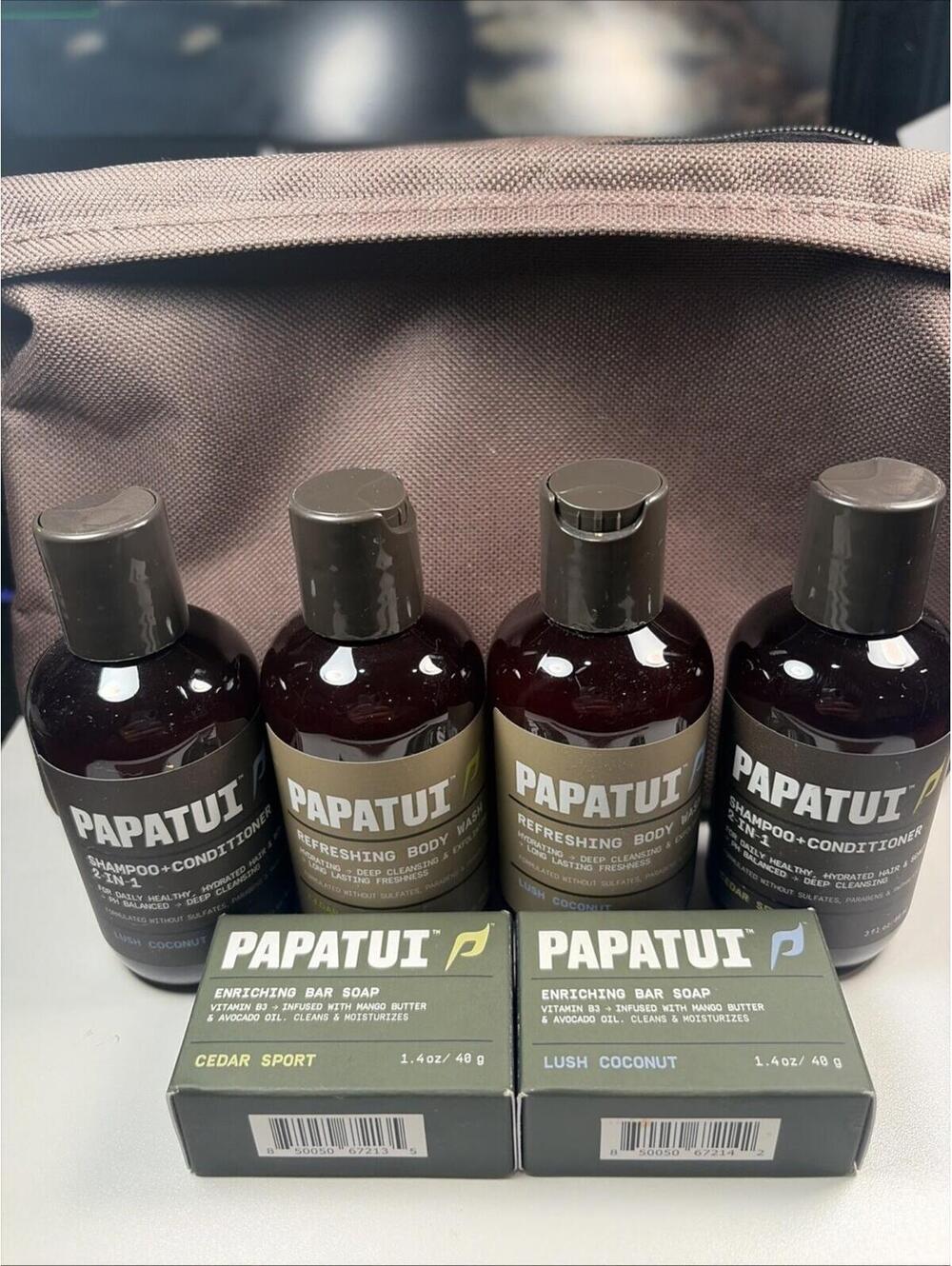 New Papatui Holiday Gift Set, Men's Care Mini Shower Pack -Bars + Shampoo + Wash